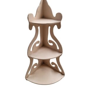 Vintage Wood Carved Standing Corner Curio Shelf